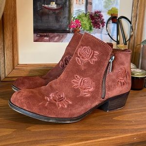 Lucky Brand Womens Basel Suede Block Heel Booties Tan 7.5M/37.5